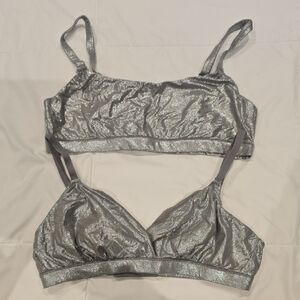 SKIMS Metallic Silver Bralettes Duo